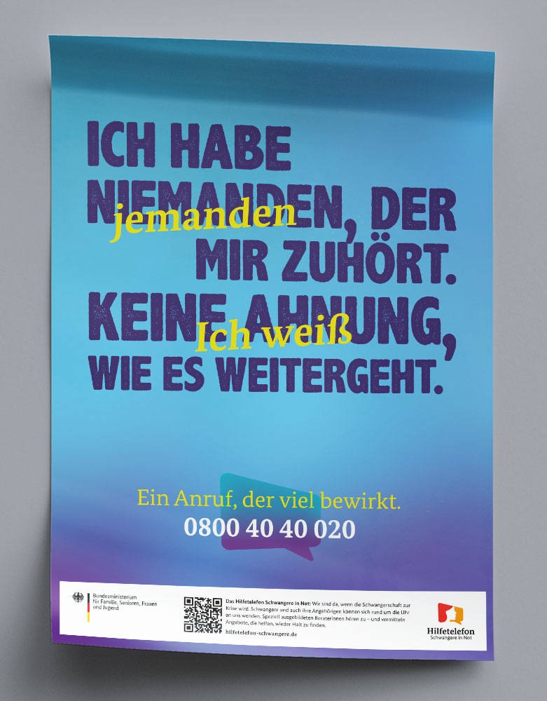 Hilfetelefon für Schwangere Plakatdesign