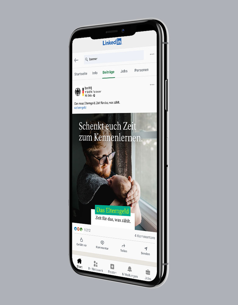 Elterngeld LinkedIn Kampagne